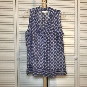 Kenar Geometric V-neck Sleeveless Summer Blouse M